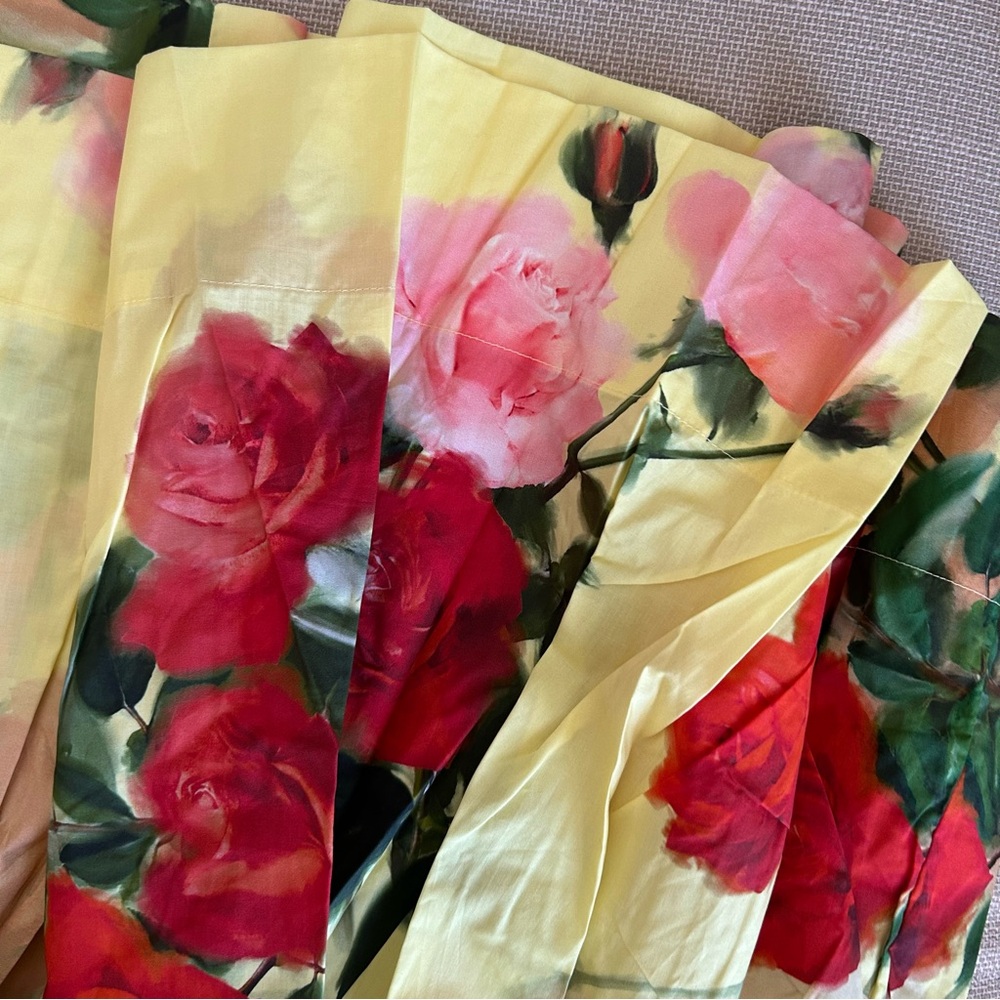 Cara Cara Daria Midi Dress - Le Rose Yellow Red Floral Strapless Cocktail Weddin - Picture 10 of 12